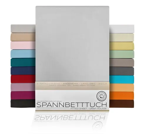 Beautex Spannbettlaken Spannbetttuch Bettlaken aus gekämmter Baumwolle Premium Jersey 160g/m², Jersey, Gummizug: rundum, (1 Stück)