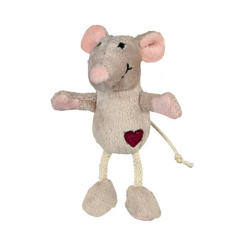 TRIXIE Tierkuscheltier Maus, Plüsch mit Catnip für Katzen mit Herz 11 cm