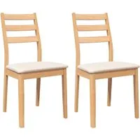 vidaXL Esszimmerstühle mit Kissen 2 Stk. Natur Massivholz Gummibaum