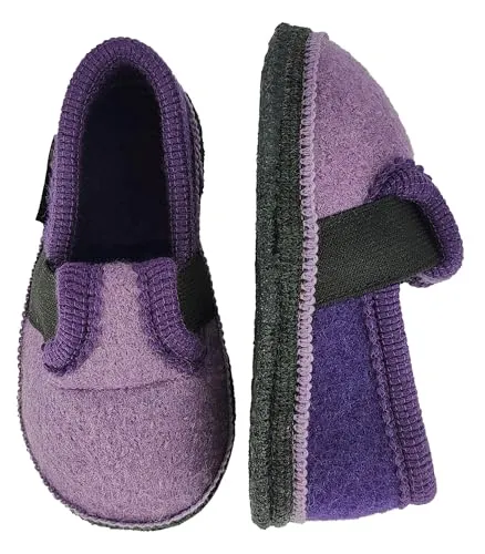 Beck Hüttenschuh Bobby Hüttenschuhe lila 31 EU - Gemütliche Hüttenschuhe aus gewalkter Schurwolle in lila, ideal für Zuhause. Mit rutschfester Gummisohle für sicheren Halt. Bitte eine Größe größer bestellen.
