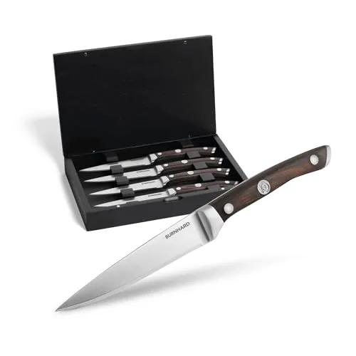 BURNHARD Steakmesser-Set 4-tlg. mit Pakka-Holzgriff