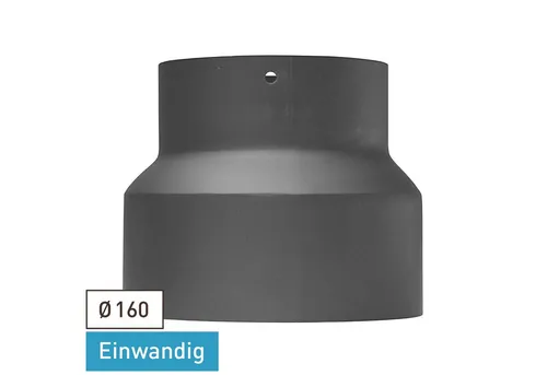 Raik Ofenrohr Reduzierung 130mm - 120mm, gussgrau - Ofenrohr Reduzierung für Kamine und Öfen, mit wärmeresistenter Senotherm-Lackierung, ideal für nahtlose Übergänge zwischen unterschiedlichen Rohrgrößen.