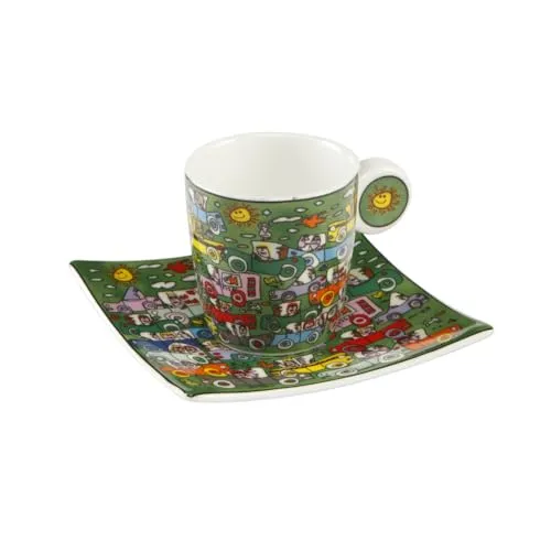 Goebel Crosstown Traffic - Espressotasse von James Rizzi - Espresso- & Mokkatassen, farbenfrohes Porzellan-Design von James Rizzi mit 100 ml Fassungsvermögen - Kunst trifft Handwerk!