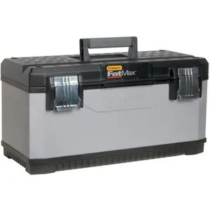 Stanley Werkzeugkoffer FATMAX 23 Zoll, leer aus Kunststoff - Robuster Werkzeugkoffer mit innovativer senkrechter Aufbewahrung, ideal für große und sperrige Werkzeuge. Maße: 58,4 x 29,3 x 29,5 cm, abschließbar und ergonomischer Griff.
