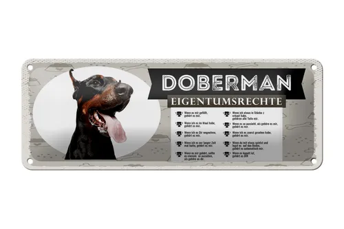 Blechschild Hund 27x10 cm Dobermann Eigentumsrechte Deko Schild