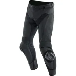 Dainese Delta 4 Lederhose - Schwarz, Sportliche Motorradhose mit Höchstschutz - Motorradhose aus Tutu-Rindsleder mit S1-Stretchgewebe, zertifizierten Protektoren und atmungsaktivem Mesh für höchsten Fahrkomfort und Sicherheit.