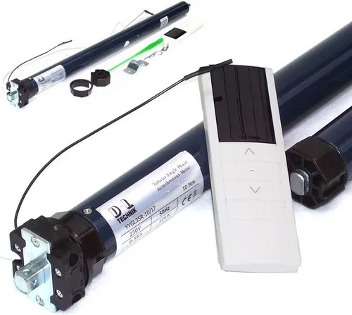Funk Rollladenmotor 55780 - 10Nm Rohrmotor mit Fernbedienung - Rollladenmotor mit 10Nm für SW 40 Wellen, ideal für komfortable Steuerung per Fernbedienung, auch für Feuchträume geeignet!