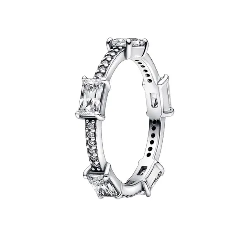 Pandora Ring Rechteckige Steine Pavé Funkelnd Silber Gr. 54 192397C01