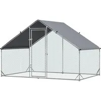 Produktbild PawHut Hühnerstall aus Stahl, 300 x 200 x 200 cm, für 4-6 Hühner