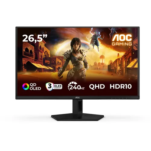AOC Q27G41ZDF 26.7 Zoll WQHD QD-OLED Gaming Monitor - Erlebe beeindruckende Bildqualität mit dem 26.7 Zoll QD-OLED Gaming Monitor. 240 Hz und 0.03 ms Reaktionszeit sorgen für flüssiges Gameplay, ideal für Gamer!