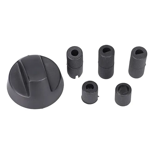 Universal Knebel Drehknopf Griff Schwarz u Adaptern Herd Kochfeld Backofen 43mmØ