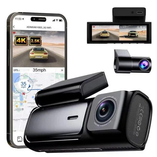 GOLDSTERN-TECH K803 DriveVision Dashcam Dual 4K+2.5K - Dual-Kamera-System mit 4K Front- und 2.5K Heckkamera für umfassende Aufzeichnungen. GPS und G-Sensor bieten zusätzliche Sicherheit. 5 GHz WLAN für einfachen Zugriff per Smartphone. Ideal für jede Fahrt!