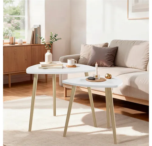 Vicco Couchtisch Twino 2er Set, Weiß/Sonoma 60 x 50 cm von Vicco