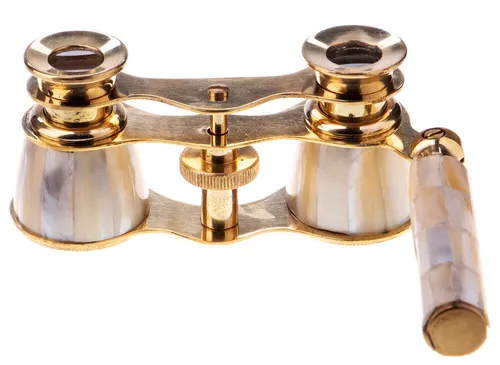 Deko Opernglas Perlmutt – „Die Zauberflöte“ Theaterglas mit Holzbox Antik Stil