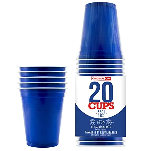 20er Pack Offiziellen Original Blue Cups | Blaue 53cl Becher | Beer Pong | Premium Qualität | Becher aus wiederverwendbaren Plastik | Spülmaschinenfest | OriginalCup®