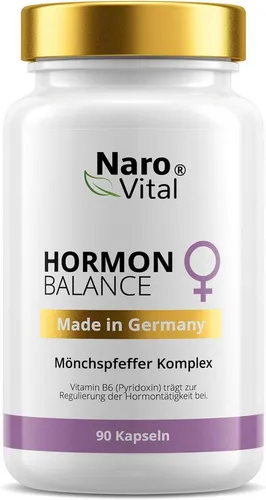 Hormon Balance Frauen - Unterstützung für Wechseljahre, PMS und Menopause - Nahrungsergänzungsmittel mit 90 veganen Kapseln, die Mönchspfeffer und weitere wertvolle Inhaltsstoffe für hormonelle Balance bieten.