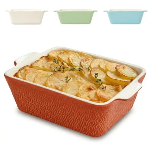 Praknu Auflaufform Keramik Rot für 2 Personen - Extra hoher Rand für köstliche Aufläufe - Auflaufform aus hochwertiger Keramik, ideal für Lasagne, Tiramisu und Gratin. Mit extra hohem Rand, der Überlaufen verhindert, und gleichmäßiger Wärmeverteilung für perfekte Ergebnisse.