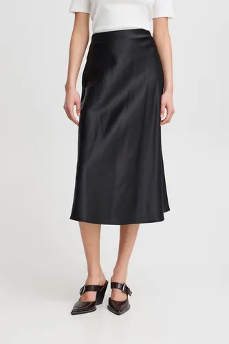 Rock IXJANI Rock A-shape - Eleganter Midi-Rock mit glänzender Oberfläche und minimalistischer Note. Ideal für vielseitige Outfits dank seiner geraden Passform und des hohen Bundes.