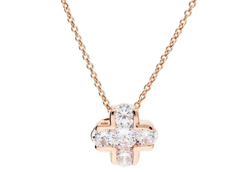 LÖB Kette mit Anhänger 18K Roségold vergoldet Halskette Zirkonia Kreuz Anhänger Kreuzkette (Geschenke für Frauen Beste Freundin Mutter Mama Damen zum Geburtstag Weihnachten Weihnachtsgeschenke, Inkl. Schmuckbox), Damen Mädchen Kette Kreuzanhänger Glitzer Strass Stein Kommunion