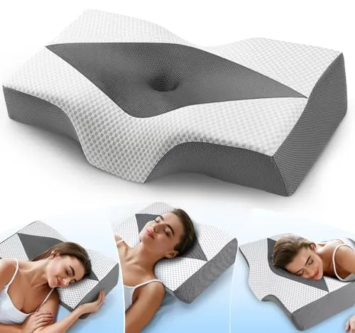 Hypuno Memory Foam Nackenkissen - Ergonomisches Kopfkissen für erholsamen Schlaf - Nackenrollen - Ergonomisches Design mit Hohlraum für optimale Druckverteilung und Unterstützung, ideal für alle Schlafpositionen.