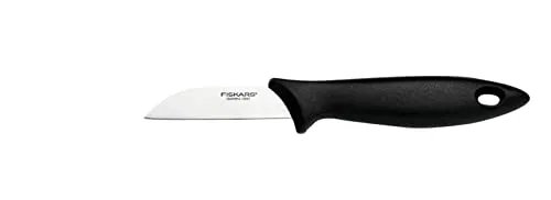 Fiskars Schälmesser mit rostfreier Stahlklinge, Essential, Kunststoff/Edelstahl, Klingenlänge: 7 cm, Schwarz/Silber, 1065580, Terrakotta
