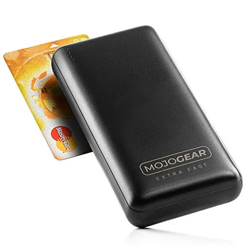 MOJOGEAR Powerbank 20000 mAh XL Extra schnell – Kompatibel mit Samsung & iPhone – Laden Sie 3 Geräte gleichzeitig – 2X USB A/USB C/Micro USB – Reise-Powerbank im Flugzeug erlaubt