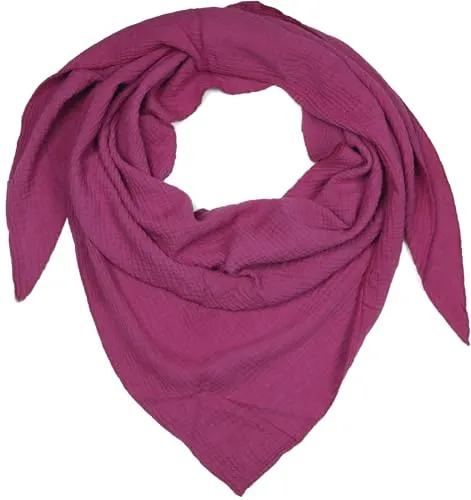 styleBREAKER Damen Musselin Dreieckstuch aus 100% Baumwolle | Weiches und leichtes Halstuch für Damen Unifarben | Stylisches Tuch für jede Jahreszeit - Made in Italy, 196 x 84 cm, Violett