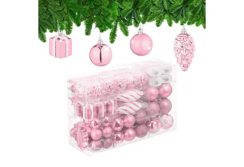 relaxdays Weihnachtsbaumkugel Set 72er, Rosa in pink von Relaxdays