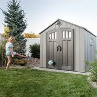 Lifetime Kunststoff-Gerätehaus Jupiter Grau 6,9 m² - Kunststoff-Gartenhaus mit robuster Konstruktion, wetterfest und pflegeleicht. Ideal für die Aufbewahrung von Gartenutensilien, Fahrrädern und Möbeln.