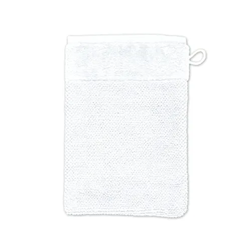 möve Bamboo Luxe Waschhandschuh 15 x 20 cm aus 60% Baumwolle / 40% Viskose aus Bambus-Zellstoff, snow