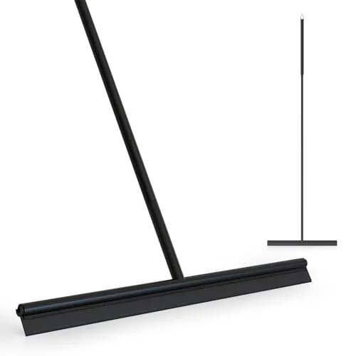 Avalo Wasserschieber Bodenabzieher mit Stiel - Luxus Bodenwischer - Aluminium Wasserabzieher - Duschwischer - Badezimmer - Schwarz - 136x40 cm