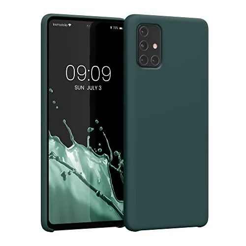 kwmobile Handyhülle für Samsung Galaxy A71 Hülle - Case Silikon - Kabelloses Laden - Schutzhülle Cover in Blaugrün
