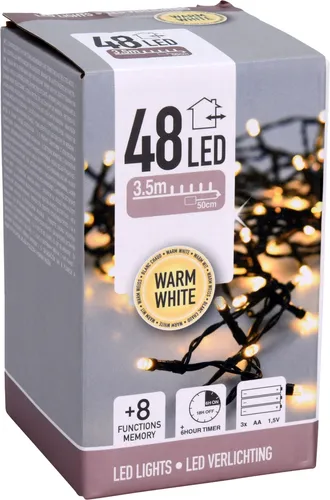 FREE & EASY LED-Lichterkette warmweiß, 48 LEDs, Batteriebetrieben