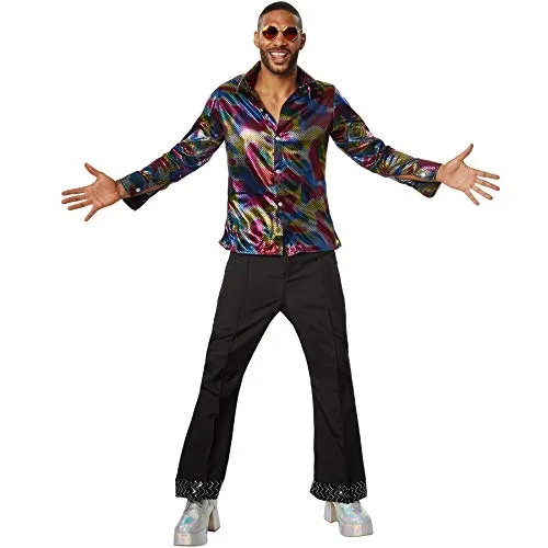 dressforfun 900381 - Herrenkostüm Disco King - Zweiteiliges Disco-Outfit für Herren, leichtes Langarmhemd und Schlaghosen, ideal für Parties und Gruppenauftritte.