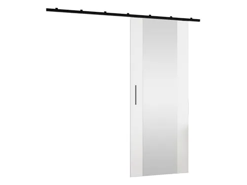 Mirjan24 Schiebetürsystem Zoliro II mit Selbstschließer Zimmertür Frontspiegel Griffe Komplett-Set für Schiebetüren, Tür Innentüren Trennwände (Weiß, Modell: 70)