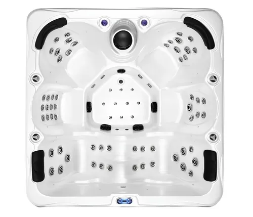 Spa-Bad Whirlpool Blubberbad 210x210 cm mit LED Beleuchtung - Quadratische Hydromassagewanne mit 1000 L Fassungsvermögen, ideal für entspannende Momente. Gefertigt aus hochwertigem Acryl und mit 2 Jahren Herstellergarantie.