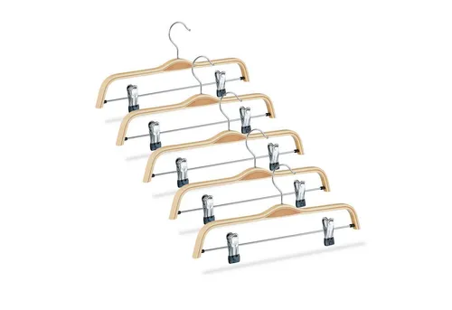 relaxdays Kleiderbügel Hosenbügel Holz 5er Set, natur in beige von Relaxdays