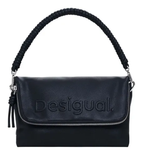 Desigual Damen 25SAXPBK Bag_Half Venecia 3.0 BLAC - Umhängetasche mit Ledereffekt, Reißverschluss und austauschbaren Griffen für individuellen Stil.
