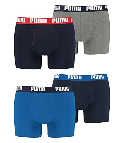 PUMA Herren Boxer Boxershorts Shorts Unterhosen Comfort Stretch 4er Pack, Wäschegröße:XL, Artikel:-420 True Blue + 036 Blue/Grey Melange
