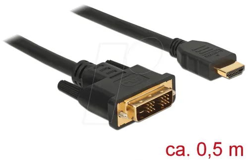 DELOCK 85581 - Kabel DVI 18+1 Stecker > HDMI-A Stecker 0,5 m
