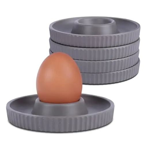 MiCasa SuCasa Eierbecher Melamin Set 4 Stück Grau Frühstück | grauer Eierhalter mit klassischem Design, pflegeleicht und robust, ideal für Frühstück, Camping und Haushalt