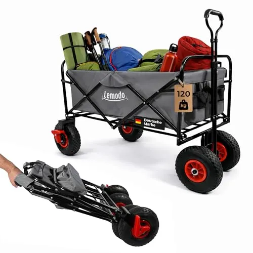 Faltbarer Bollerwagen grau, 120 kg Tragkraft in grau von Lemodo