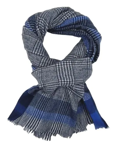 Ella Jonte Winterschal Herren kariert – Weicher Schal 90% Viskose 10% Wolle – 200x70 cm – Warm & angenehm – Klassischer Herren Schal mit Fransen – Modernes Karomuster