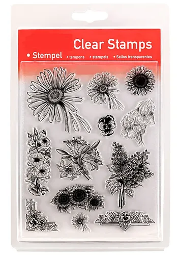 Clear Stamp Set - Blumen - 12-teilig ~14x18cm - Stempel Transparent 46804