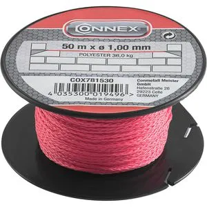 Connex Maurerschnur COX781530, 50m, Ø 1mm, geflochtenes Polyester, pink