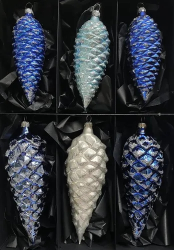 Nostalgie Christbaumschmuck Thüringen Zapfen 6er Set in blau von Nostalgie Christbaumschmuck Thüringen