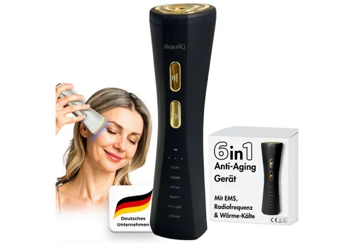 BeautiQ Gesichtsmassagegerät RF Lumèra 6 Funktionen in 1 Gerät für schöne Haut, EMS, Anti-Aging, Full Inclusive Set, Radiofrequenz, Tiefenreinigung, Lifting-Modus, Glow-Boost, Augenpflege, Kühlung