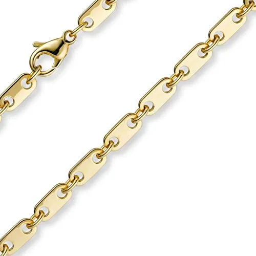 5mm Kette Collier Plattenkette aus 750 Gold Gelbgold 50cm Unisex Goldkette