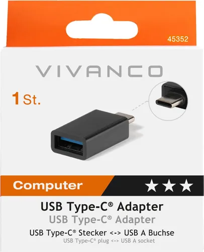 ViVanco™CA CA 1, USB C, USB A, Schwarz