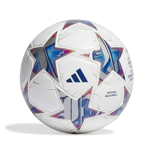 adidas UCL Pro Ball White/Silvmt/Brcyan/R 5 - Turnierball für Fußball mit thermisch verklebter, nahtloser Konstruktion und hochwertiger Butylblase für maximale Langlebigkeit und Robustheit.